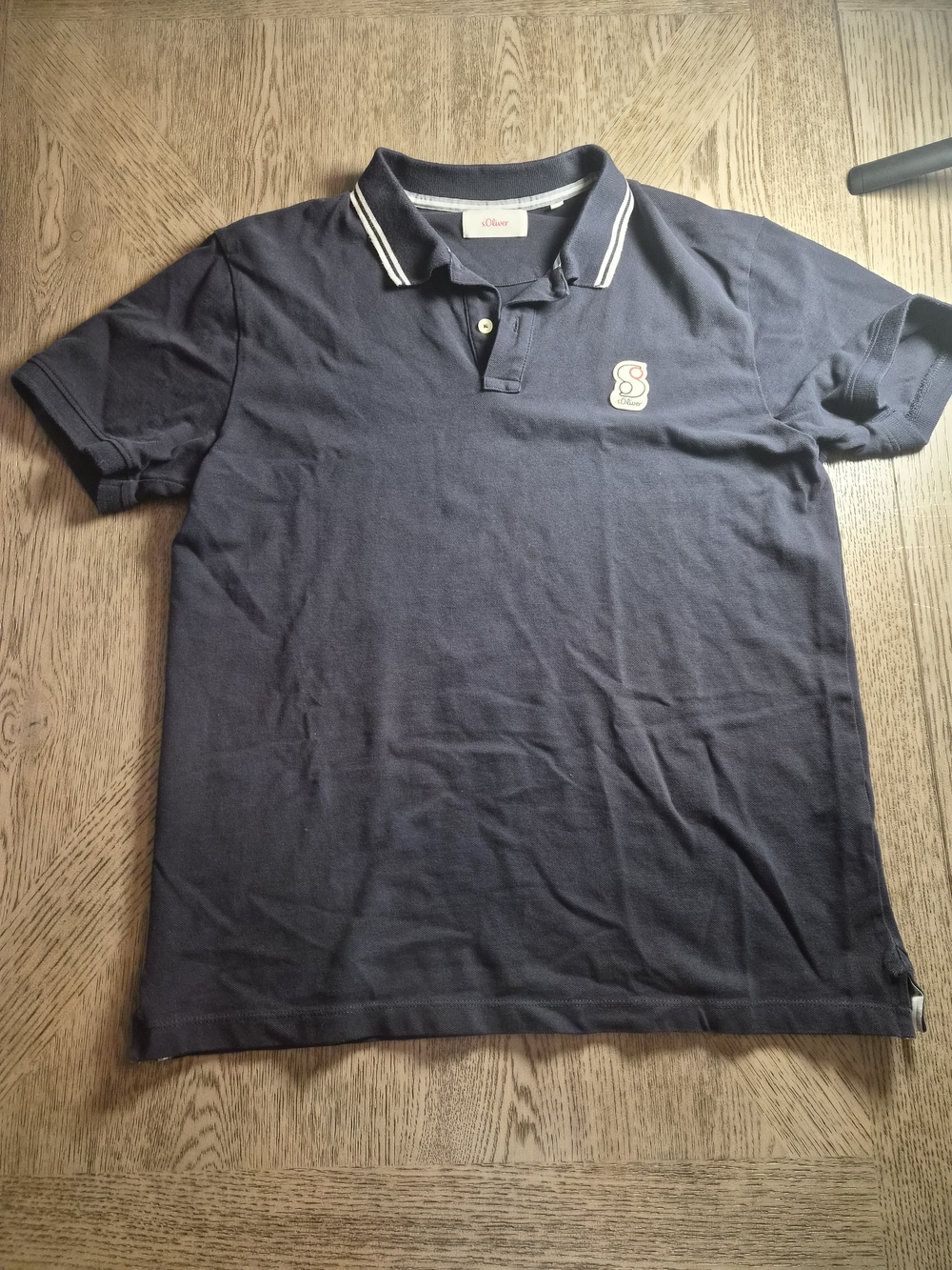Men's Navy Polo with Contrast Stripe Collar